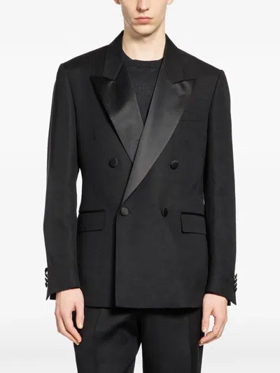 Lardini Double-breasted Peak-lapel Suit In Black