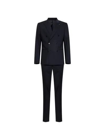 Lardini Double-breasted Peak-lapel Suit In Blue