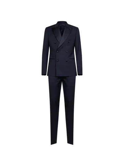 Lardini Double-breasted Peak-lapel Suit In Blue