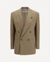 Lardini Double-breasted Stretch Wool Blend Blazer In Brown