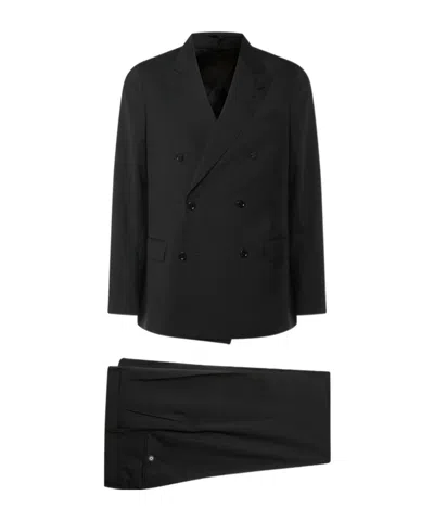 Lardini Double-breasted Suit In Black