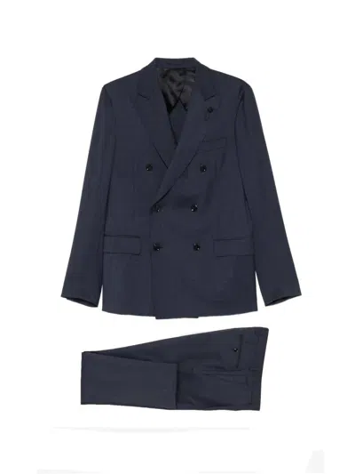 Lardini Double-breasted Suit In Blue