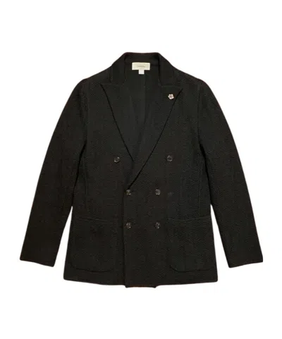 Lardini Double-breasted Suit Jacket In Black