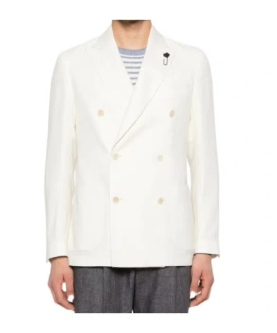 Lardini Double-breasted Suit Jacket In White