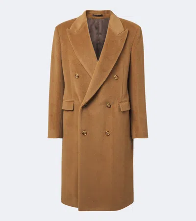 Lardini Double-breasted Virgin Wool Coat In Brown