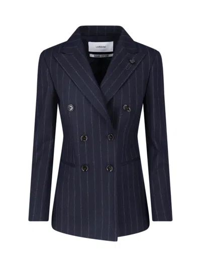 Lardini Double-breasted Wool Blazer In Blue