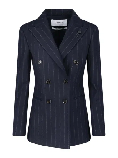 Lardini Double-breasted Wool Blazer In Blue