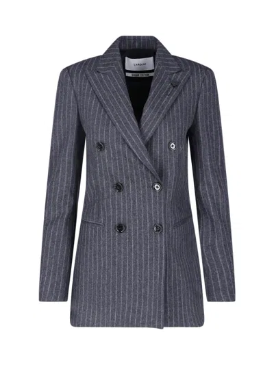 Lardini Double-breasted Wool Blazer In Gray