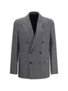 Lardini Grey Pied De Poule Double Breasted Blazer In Gray