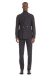 Lardini Double-breasted Wool Check Suit In Gray