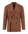 Lardini Double-breasted Wool Jacket In Brown