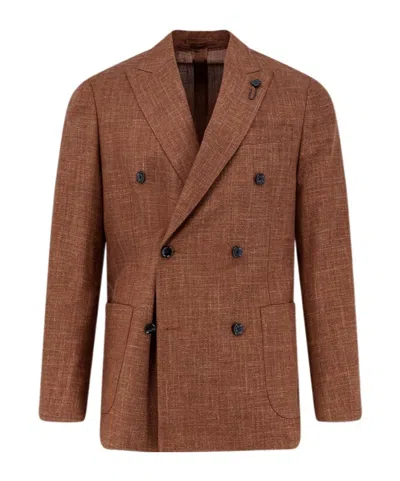 LARDINI LARDINI DOUBLE-BREASTED LONG SLEEVED BLAZER