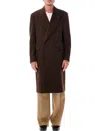 Lardini Double-breasted Coat With Structured Silhouette In Marrone