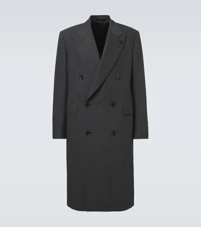 Lardini Double-breasted Wool-blend Coat In Gray