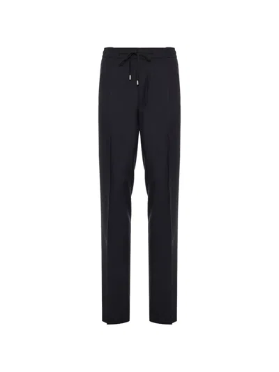 Lardini Drawstring-fastening Pressed-crease Trousers In Blue
