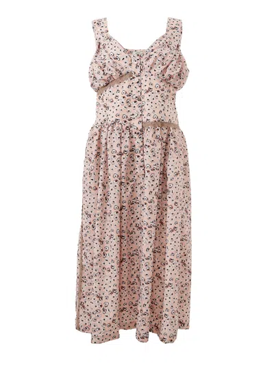 LARDINI DRESS WITH SPALLINE PRINT FLOWER ALLOVER