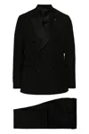 Lardini Double-breasted Wool-blend Suit In Nero