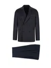 Lardini Double-breasted Virgin Wool Suit In Blue