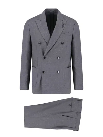 Lardini Tailored Suit Featuring Double-breasted Design In Gray