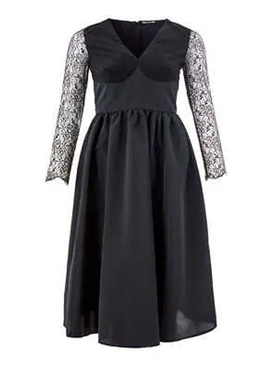 Pre-owned Lardini Elegant Black Lace Detail Long Dress In See Description