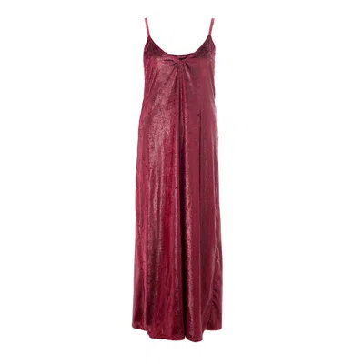 Lardini Dress Long Shoulder Strap Velvet Lucido In Bordeaux