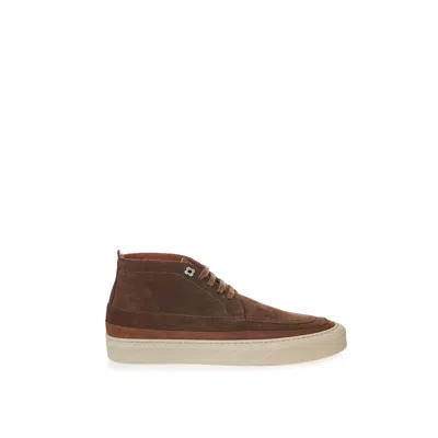 Lardini Suede Leather Midtop Sneakers In Brown