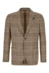 Lardini Embroidered Wool Blend Blazer In Brown