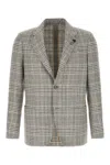 Lardini Embroidered Wool Blend Blazer In Gray