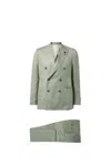 Lardini Double-breasted Linen And Silk Suit In Grigio