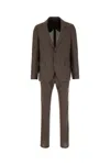 Lardini Embroidered Wool Blend Suit In Marrone