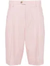 Lardini Pinstriped Mid-rise Bermuda Shorts In Pink