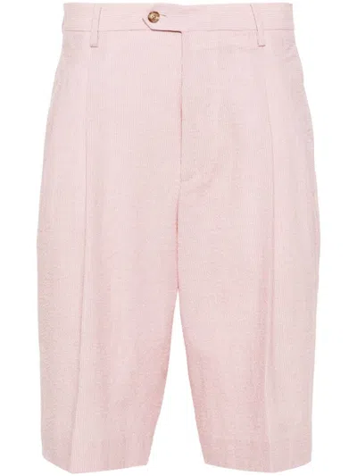 Lardini Pinstriped Mid-rise Bermuda Shorts In Pink
