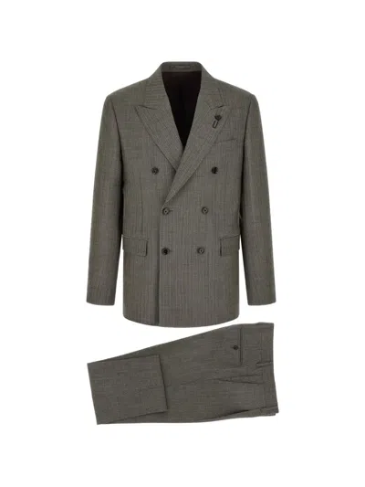 Lardini Feeling Double-breasted Suit In Gray