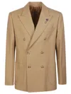 Lardini Double-breasted Wool Jacket In Brown