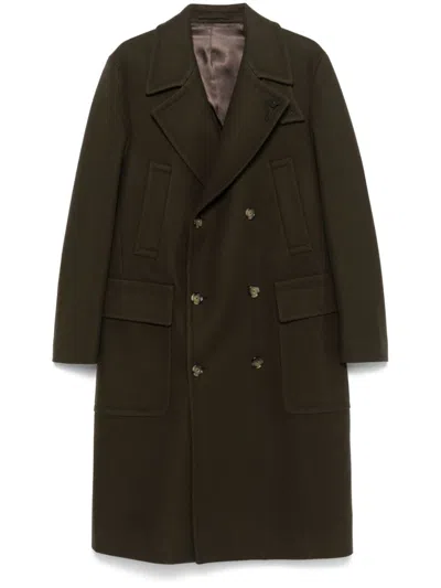Lardini Felted Double-breasted Coat In Brown