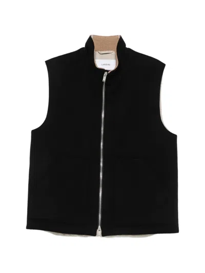 Lardini Felted Zip-up Gilet In Black