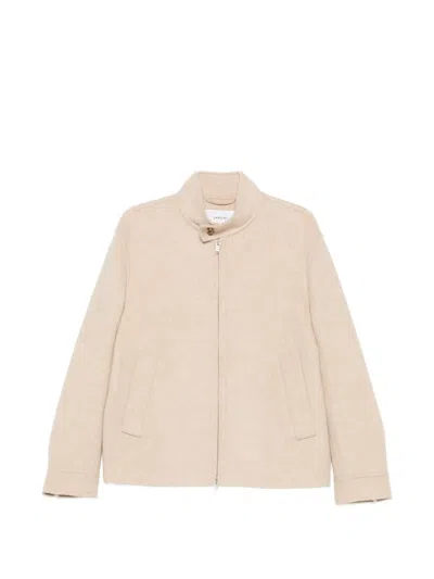 Lardini Beige Zip-up Jacket In Wool And Cashmere In Neutral
