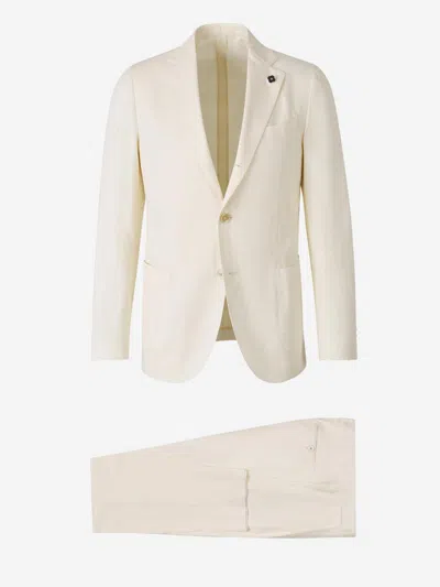 Lardini Fil À Fil Suit In Beige
