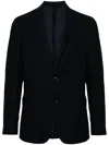 Lardini Navy Blue Stretch-cotton Single-breasted Blazer In Blue