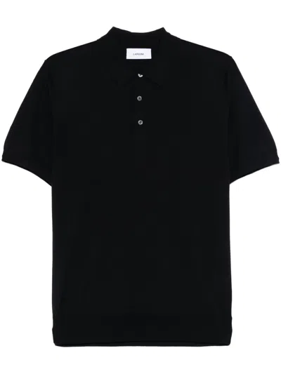 Lardini Fine-knit Polo Shirt In Blue
