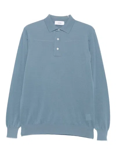 Lardini Fine-knit Polo Shirt In Blue