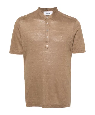 Lardini Fine-knit Slub T-shirt In Brown
