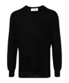 Lardini Men's Lightweight Crew Neck Wool Sweater In Black