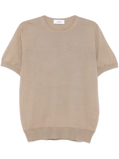 Lardini Kids' Fine-knit T-shirt In Brown