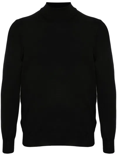 Lardini Fine-knit Virgin Wool Jumper In Black