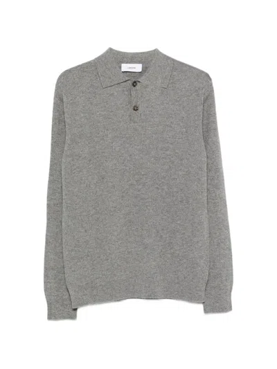 Lardini Fine-knit Long-sleeve Polo Shirt In Gray