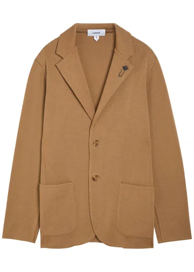 Lardini Fine-knit Wool Jacket In Light Brown