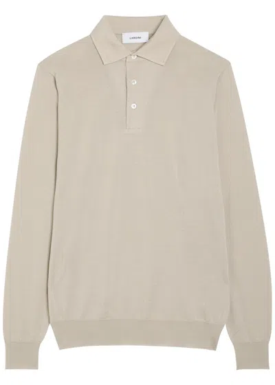 Lardini Fine-knit Wool Polo Shirt In Taupe