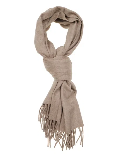 Lardini Finely Woven Cashmere-blend Fringed Scarf In Brown
