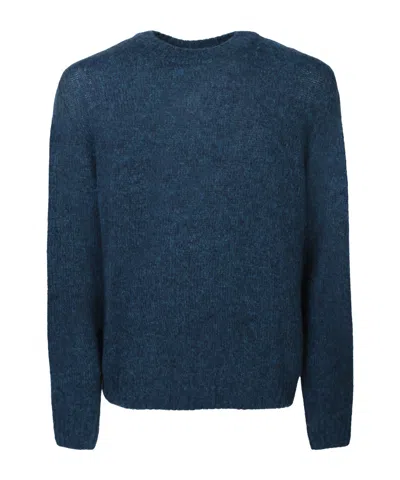 Lardini Fisherman's-knit Mélange Jumper In Blue